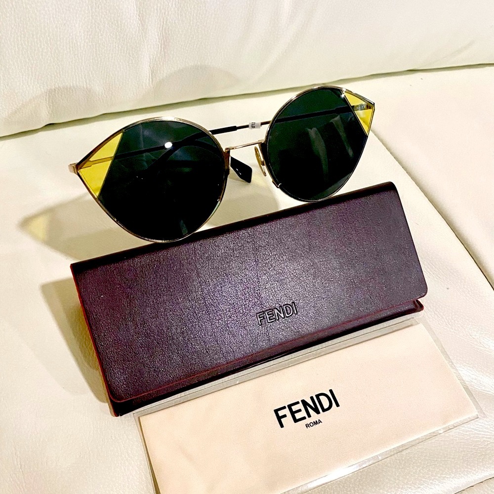 LAST PAIR: NEW ☀️Last Pair☀️ FENDI ☀️ Round-Cat-Eye Grey-Bluish Yellow 0341